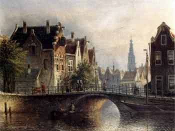 敭 雅各佈 柯恩拉德 施普勒 Johannes Franciscus Capricio Sunlit Townviews In Amsterdam